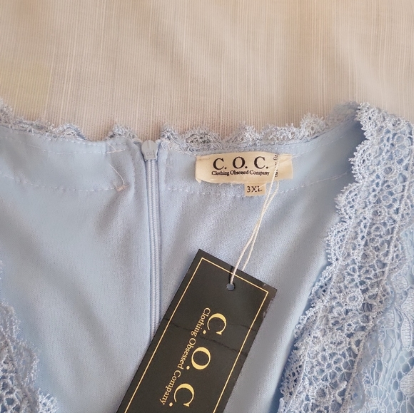 C.O.C Clothing Obsessed Light Blue Lace Romper - Picture 4 of 5